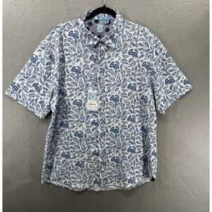 VTG 1946 Shirt Mens‎ Size XXL Blue White Button Up Performance Palms Stretch NWT